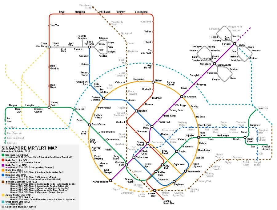 سنگاپور سے smrt نقشہ