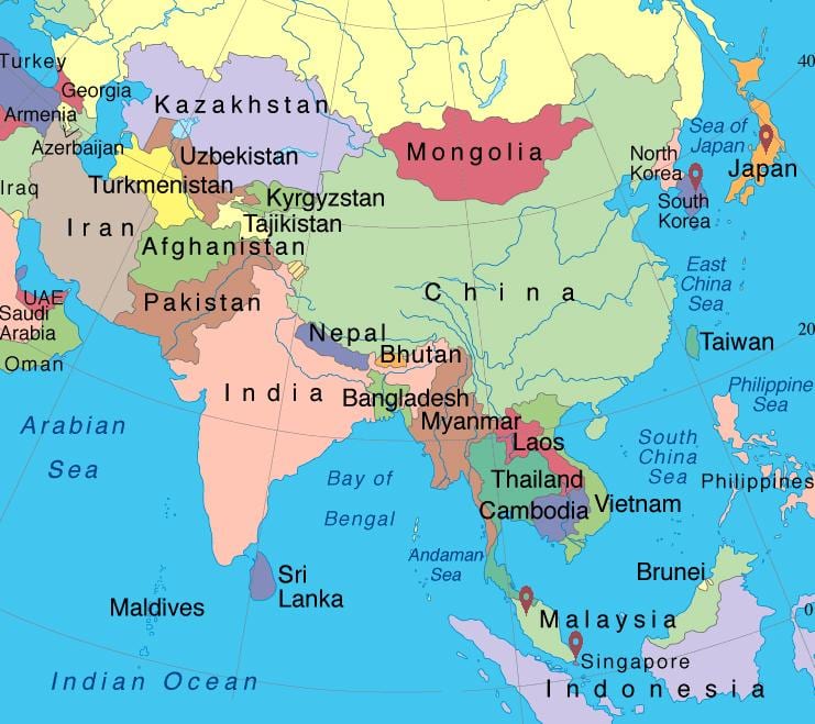 سنگاپور ایشیا کا نقشہ