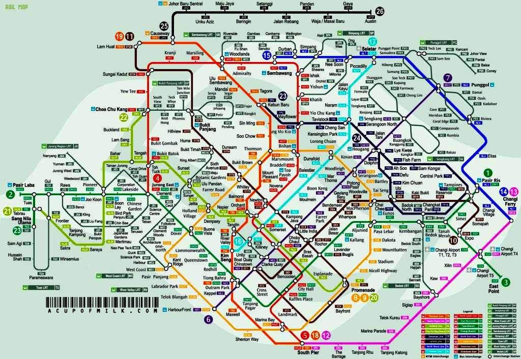 mrt راستے کا نقشہ سنگاپور