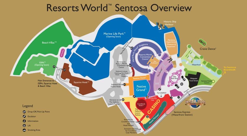 رزارٹ دنیا Sentosa نقشہ