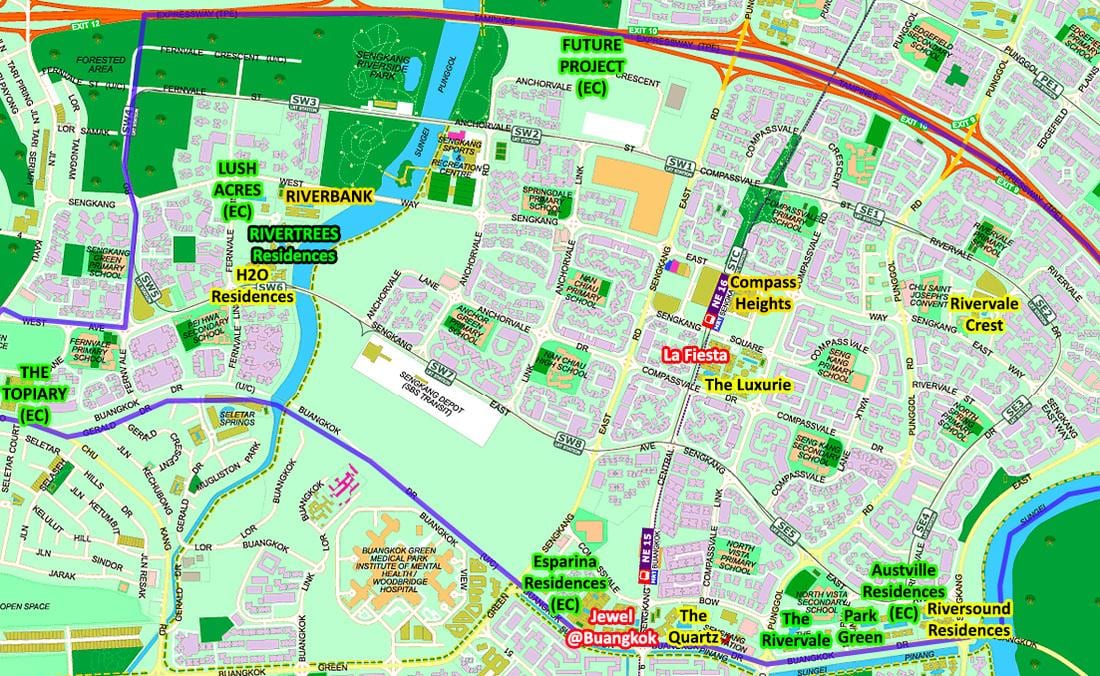 نقشہ کے Sengkang سنگاپور