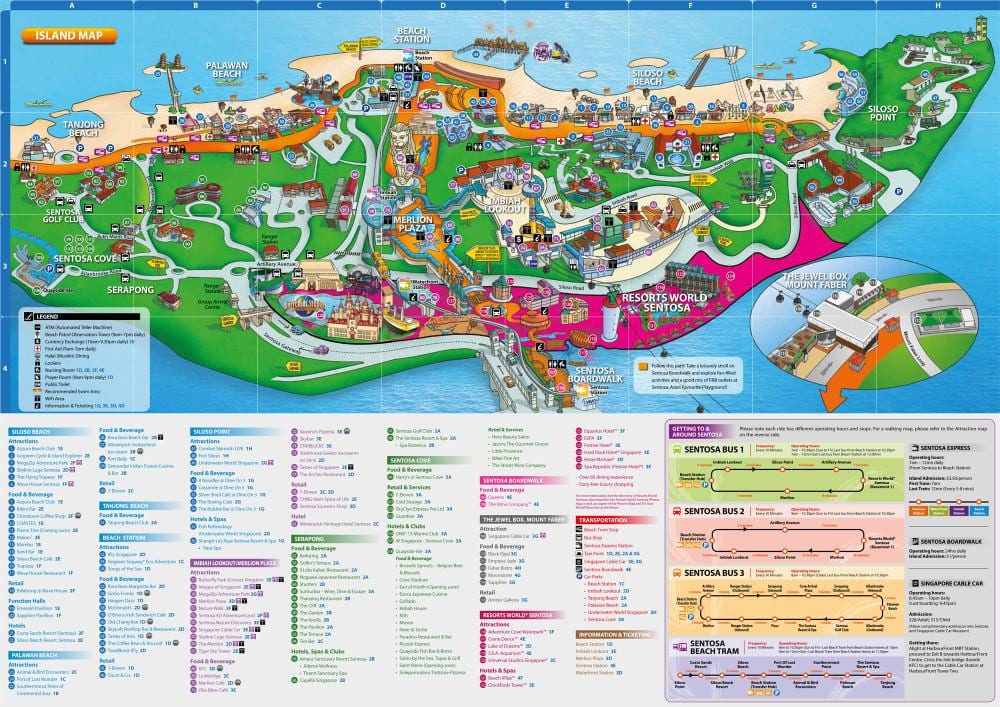 sentosa پرکشش مقامات کا نقشہ