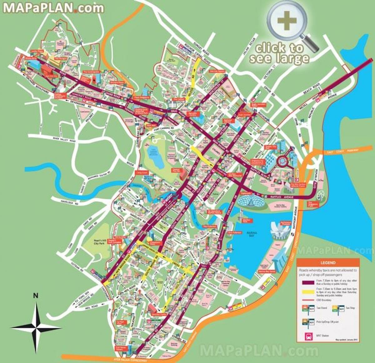 سنگاپور سیاحتی مقامات کا نقشہ