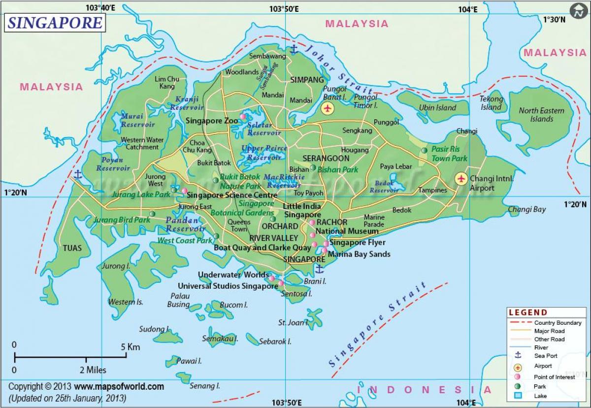 سنگاپور کے مقام پر کا نقشہ