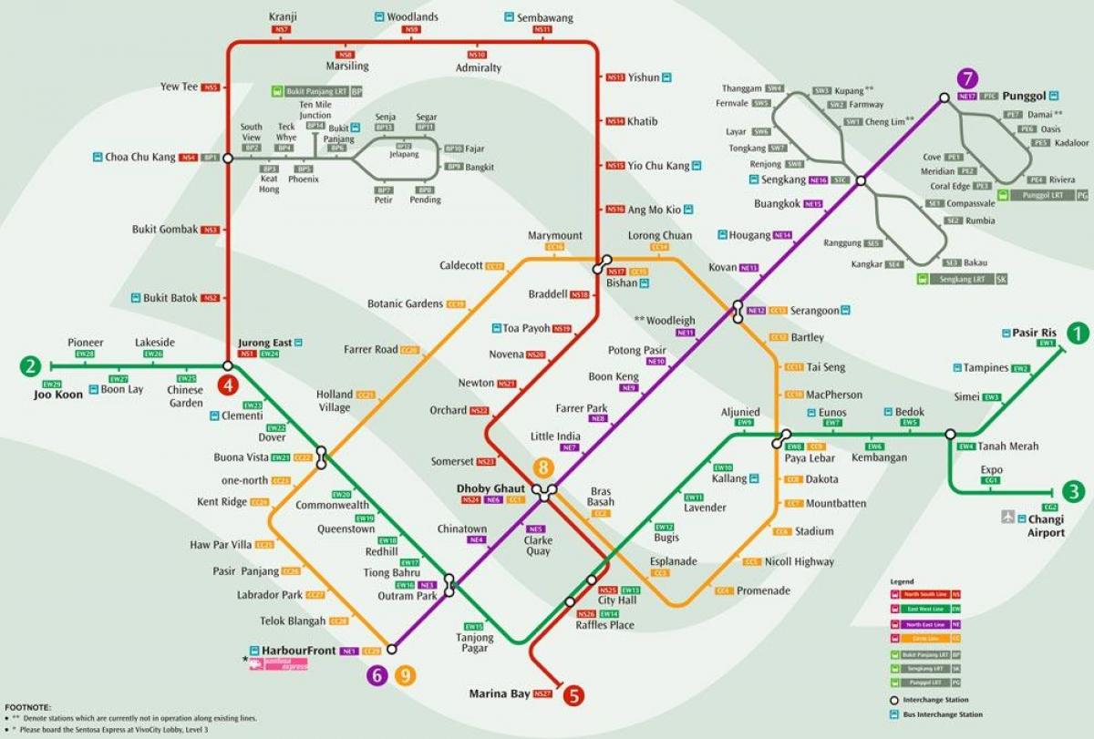 mrt نظام کا نقشہ سنگاپور