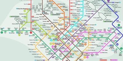 سے smrt سنگاپور کا نقشہ